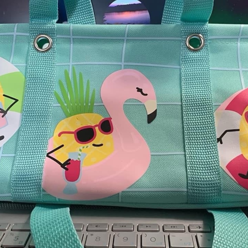 Tropical Flamingo and Pineapple Tote Bag - Picture 3 of 5